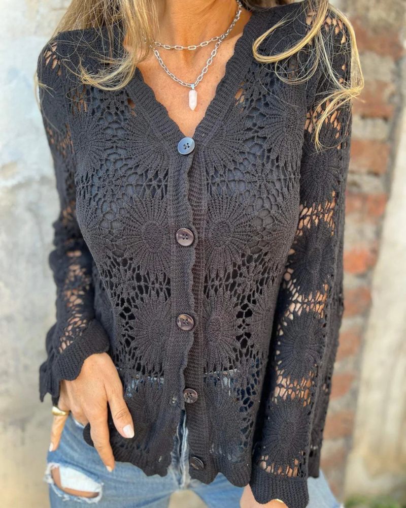 NALIE - Crocheted Lace Button Cardigan