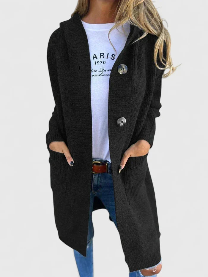 GRACIE – LONG RIBBED HOODIE CARDIGAN