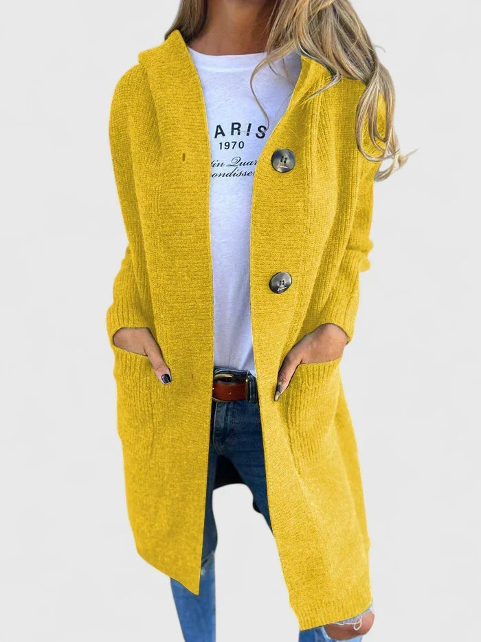 GRACIE – LONG RIBBED HOODIE CARDIGAN