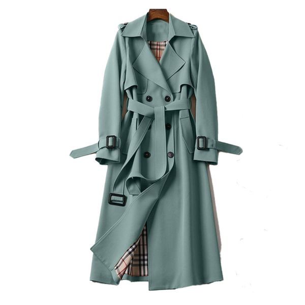 Women's Double-Breasted Outerwear with Belt and Classic Lapels