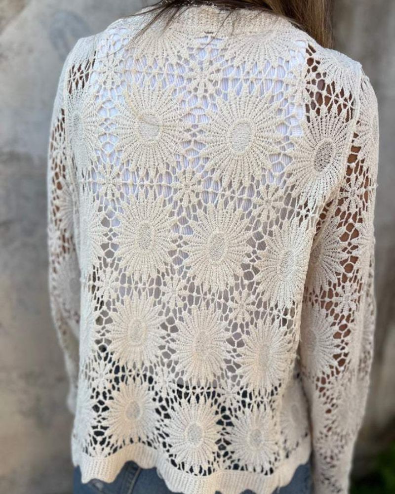 NALIE - Crocheted Lace Button Cardigan