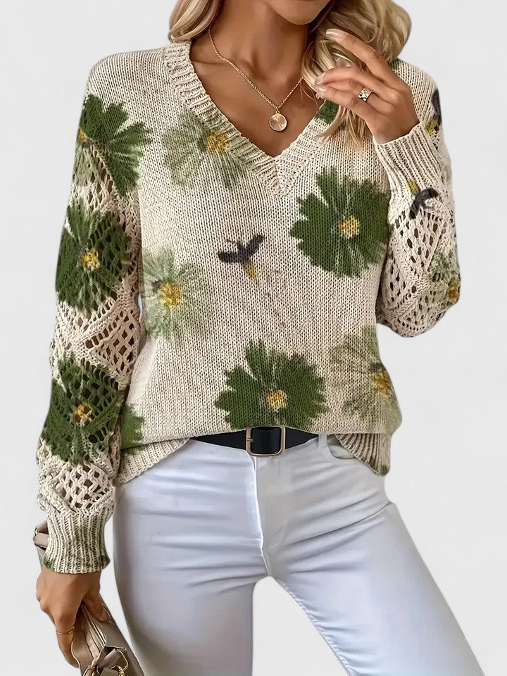 Deborah - Casual Flower Sweater