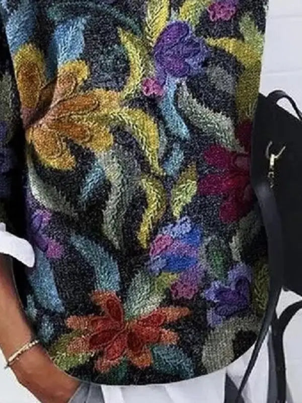 Ladies Floral Print Pullover Sweater