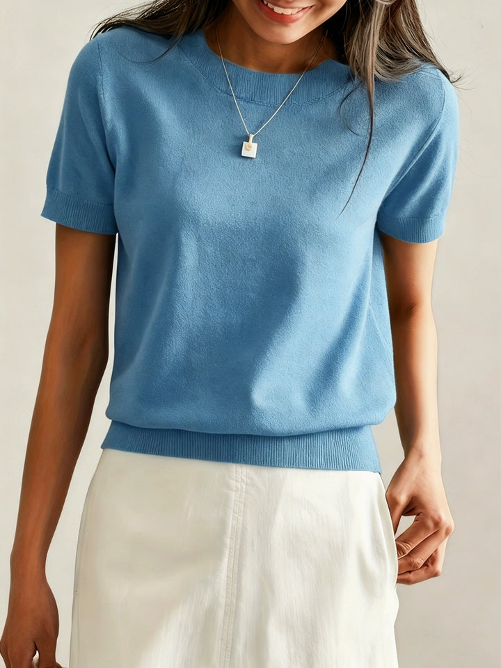 Harriet | Fine Knit Short Sleeve Sweater