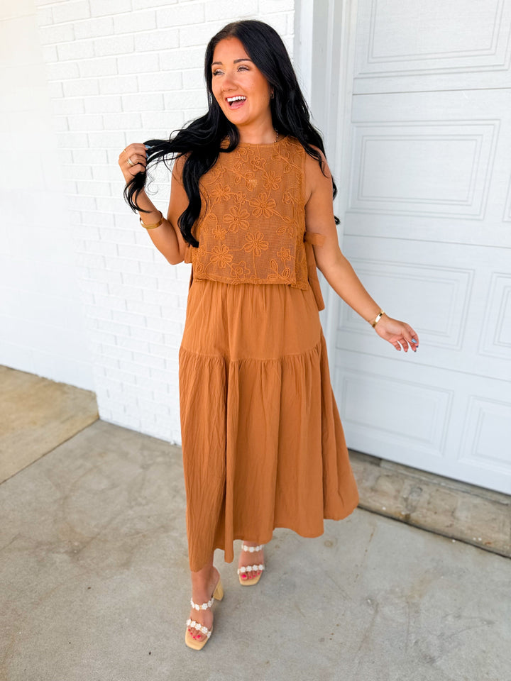 Leilani | Women's Set with Embroidery and Tiered Skirt