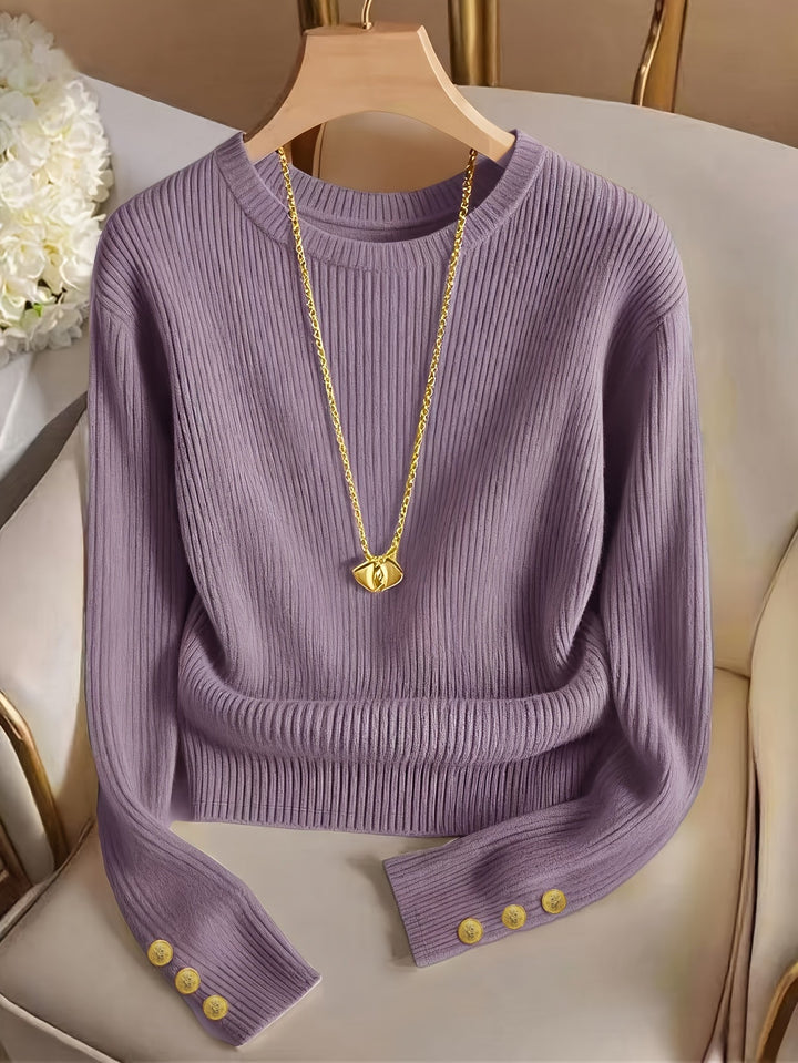 Gretchen | Ribbed Sweater with Buttons on the Sleeves