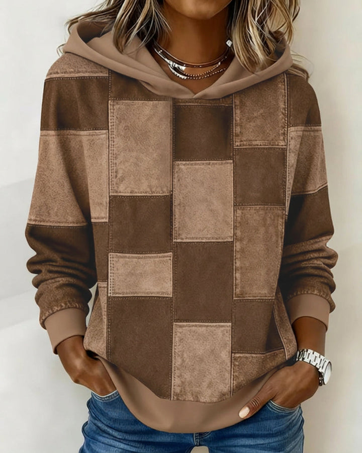 Stylish Long Sleeve Checkered Hoodie