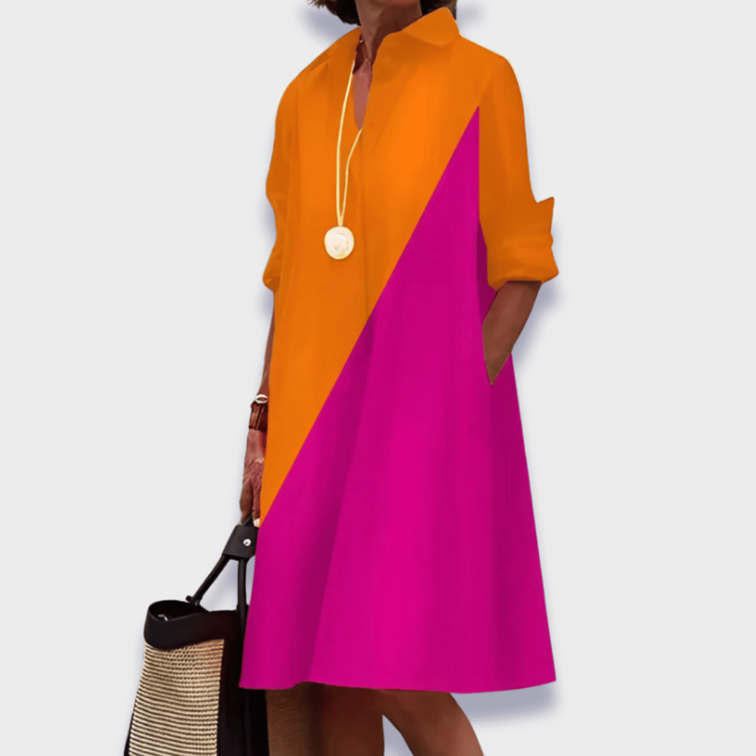 Elegant Airy Fit Midi Polo Dress with Flattering Structure and Stretch for Women