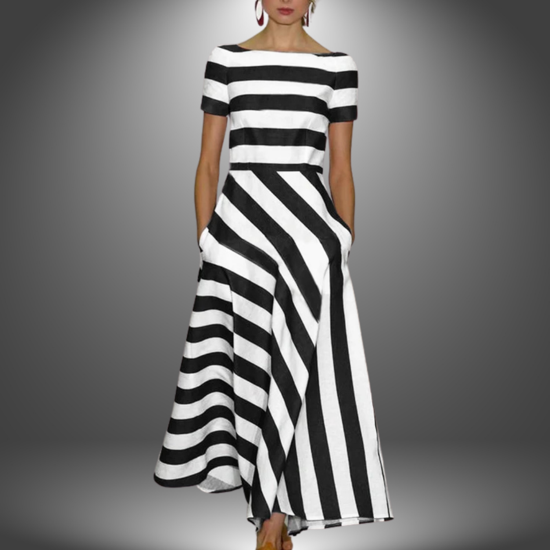 Graceful Handcrafted Striped Sumptuously Lightweight Flowy Silhouette Maxi Dress