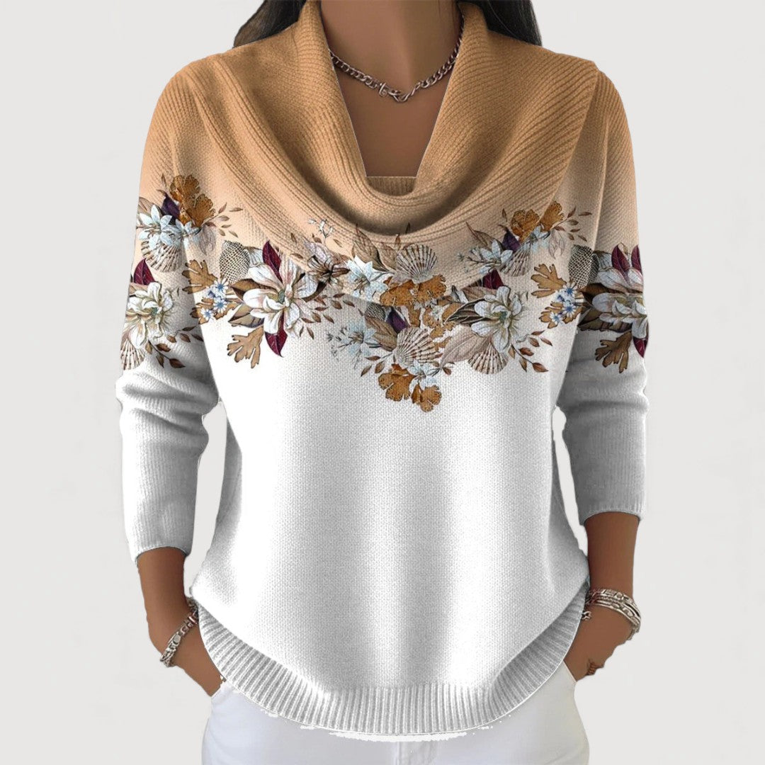 ALORA – Sweater with Floral Pattern and Turtleneck