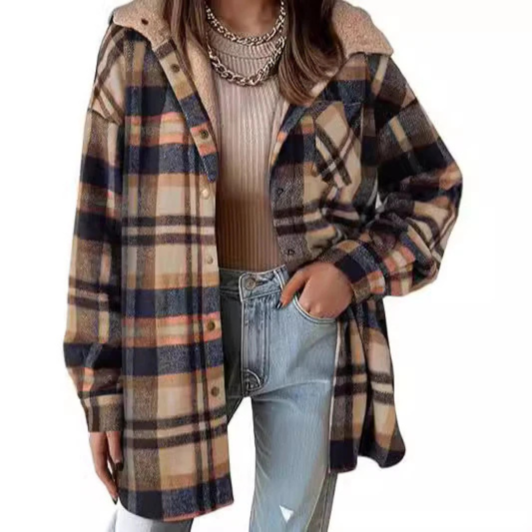 Tallulah - Relaxed Fit Hoodie in Plaid Pattern