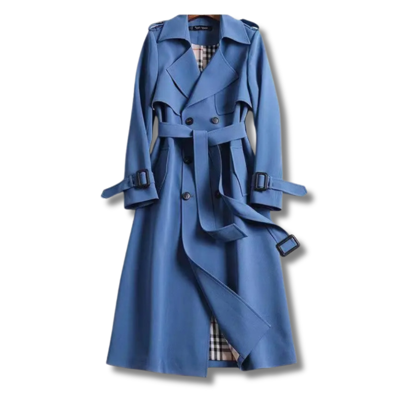 Women's Double-Breasted Outerwear with Belt and Classic Lapels