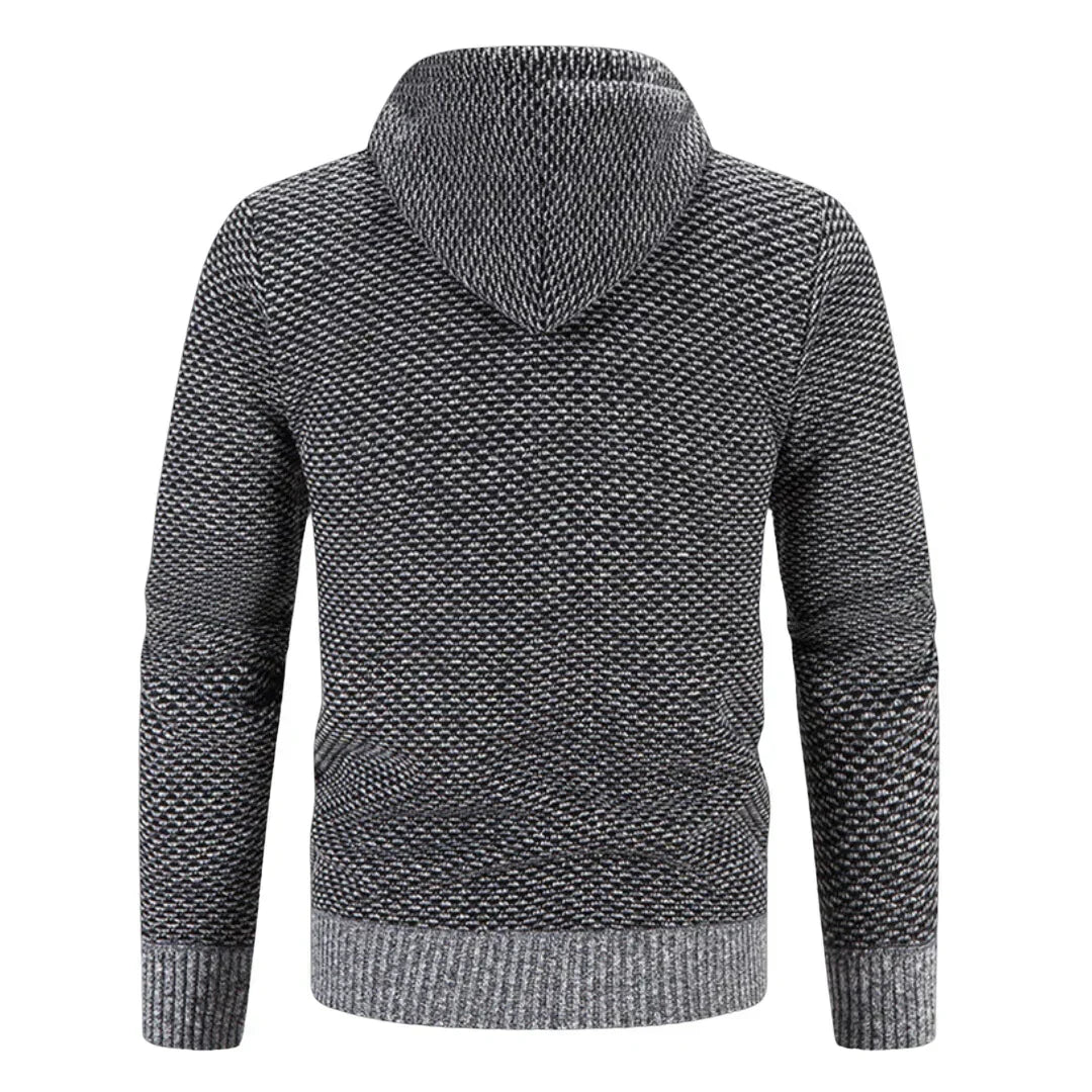 Men's Casual Zip-Up Knit Cardigan Hoodie