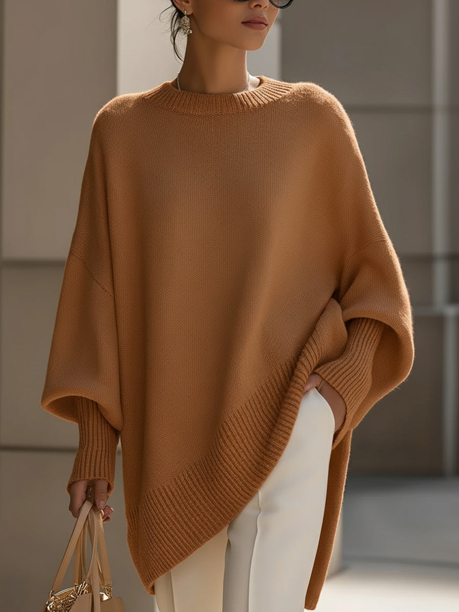 Ladies Oversized Knitted Poncho Sweater