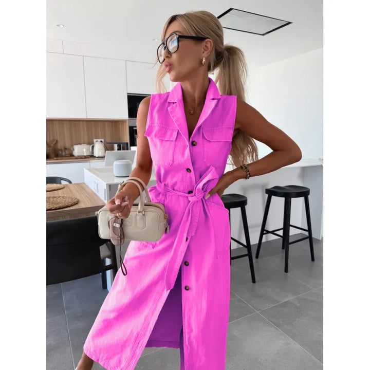 Olivia | Women’s Maxi Dress with Buttons and Belt
