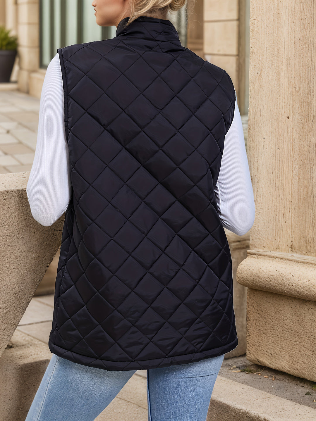 Eileen | Layered Long Vest with Check Pattern