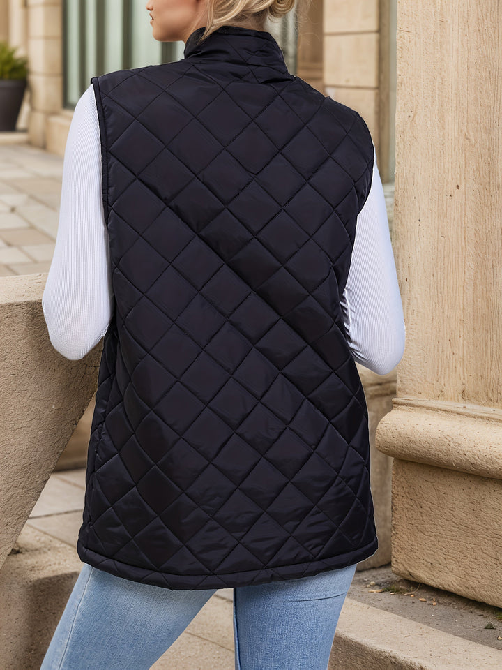 Eileen | Layered Long Vest with Check Pattern