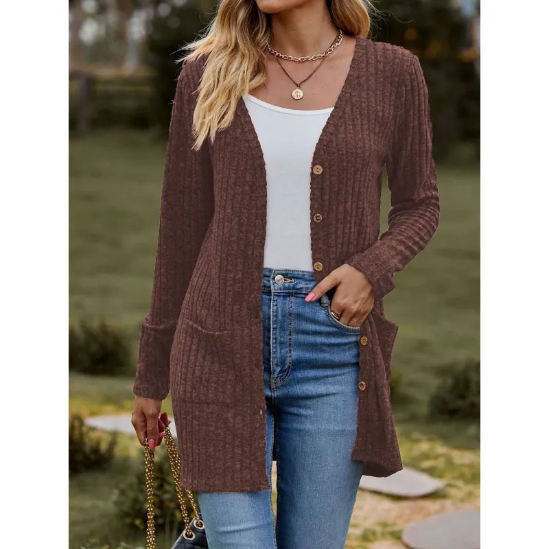 Ember | Women's Cardigan with Buttons and Ribbed Texture