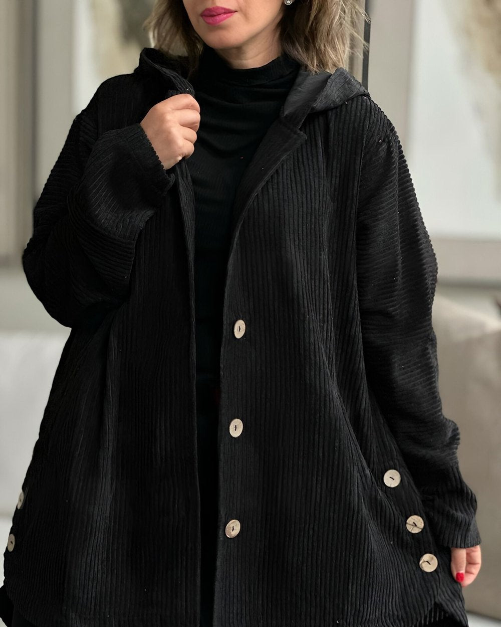 Cordia - Comfortable Cord Jacket with Hood