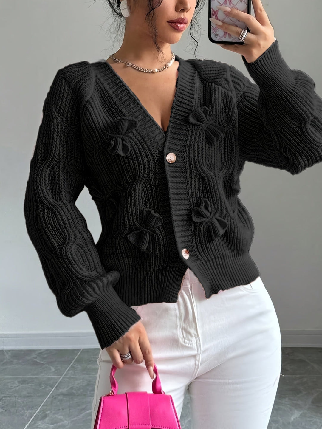 Juniper | Soft Cardigan with Bow Detail and Long Sleeves