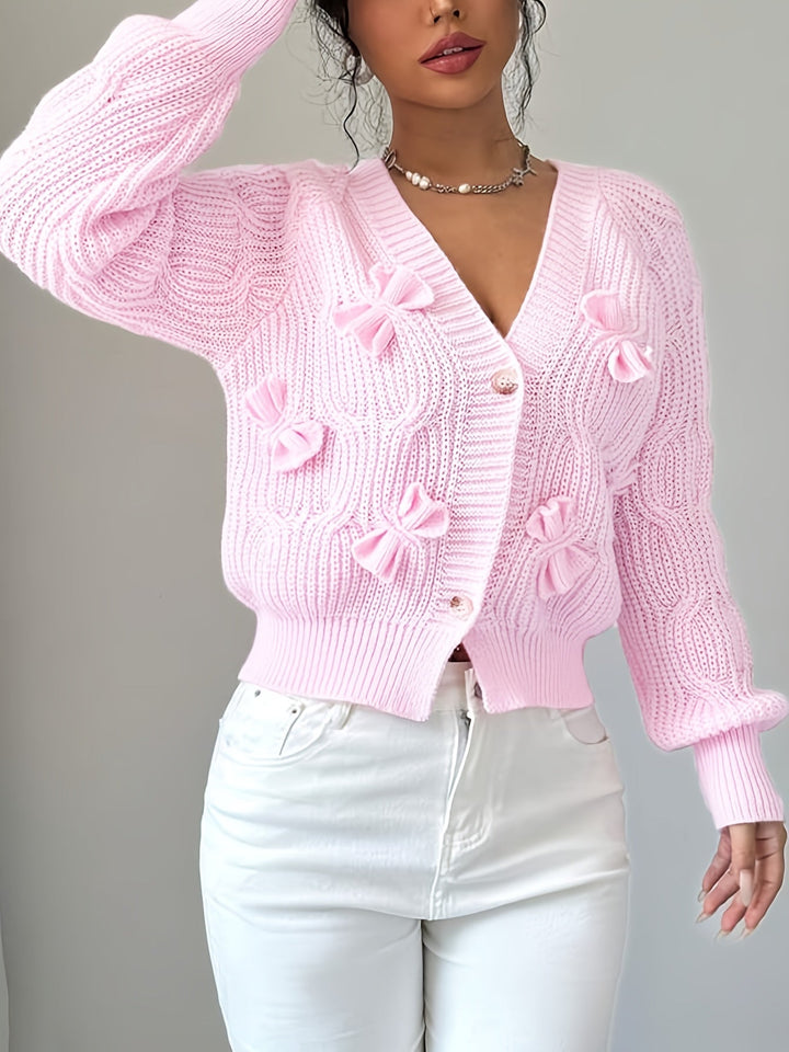 Juniper | Soft Cardigan with Bow Detail and Long Sleeves
