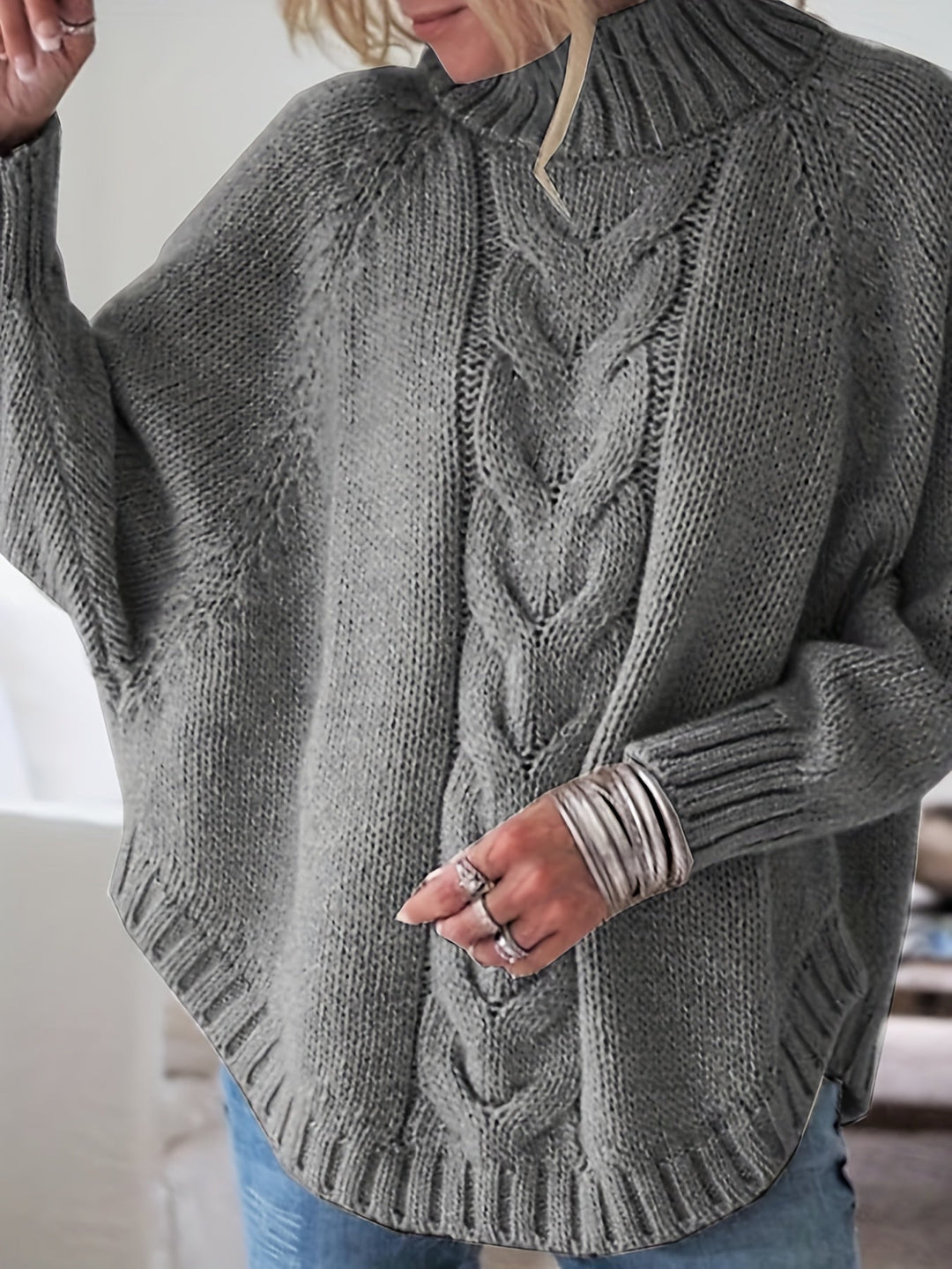 Corinne | Cozy High Neck Cable Knit Sweater