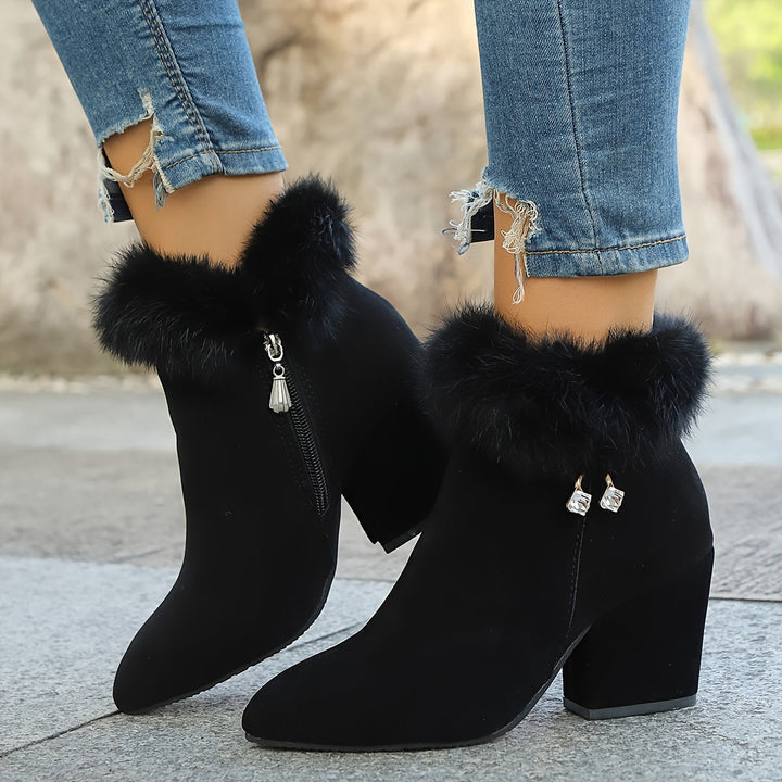 Frances | Warm Block Heel Ankle Boots