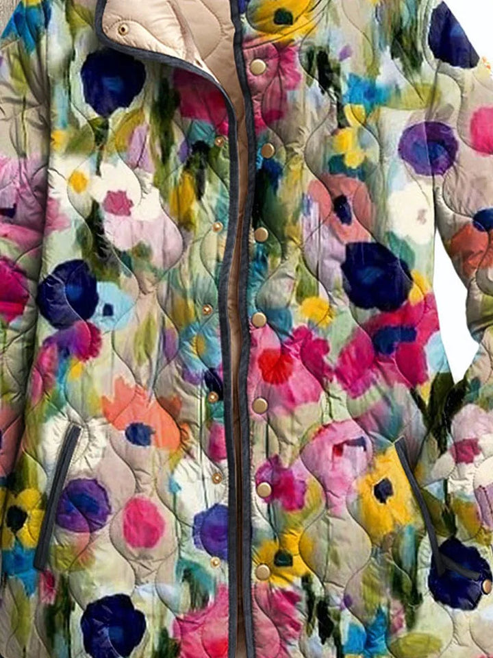 Ladies Vintage Charming Floral Jacket Casual Padded Coat