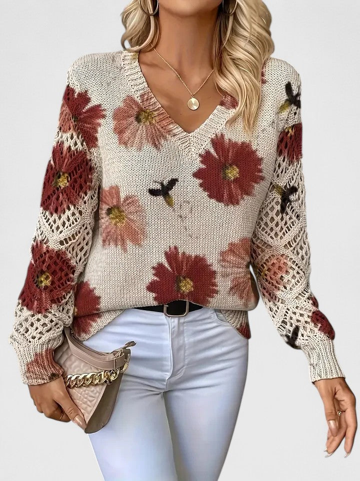 Deborah - Casual Flower Sweater