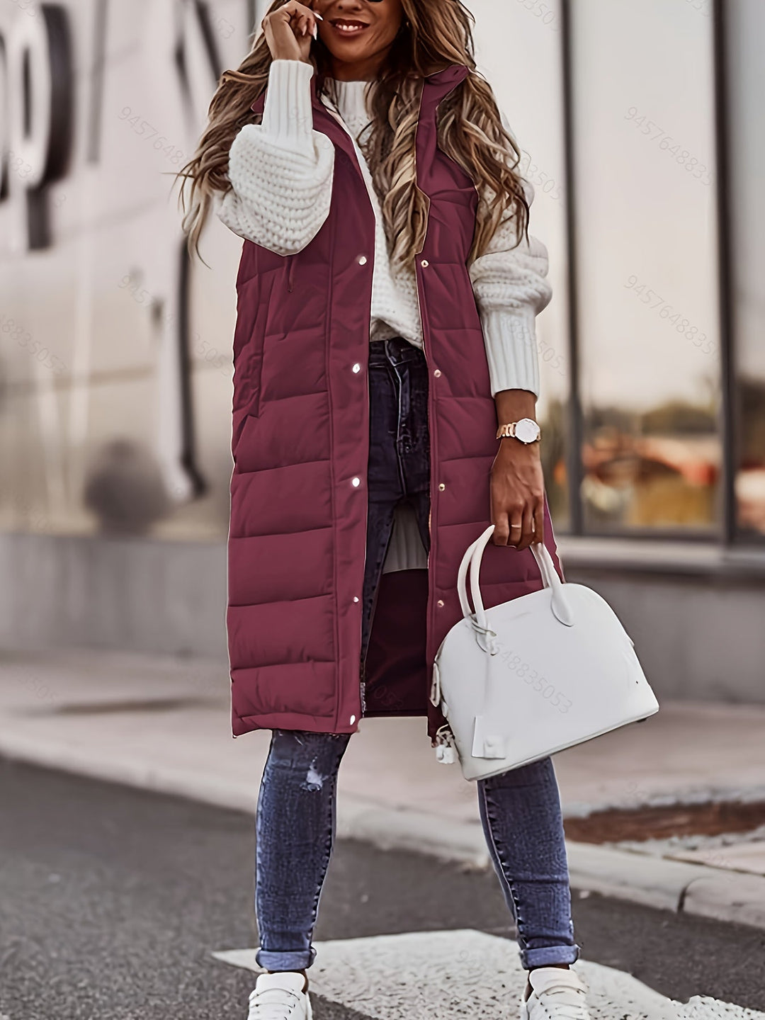 Helen | Long Padded Vest with Hood
