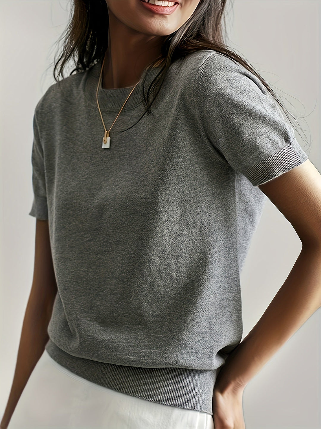 Harriet | Fine Knit Short Sleeve Sweater