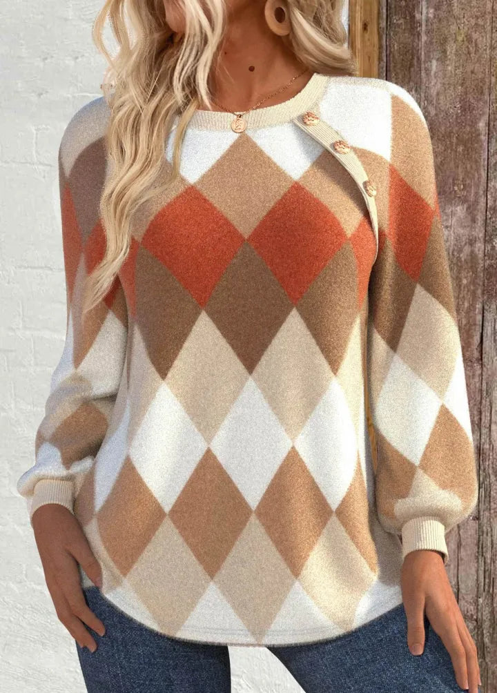 Sign | Checked Sweater with Button Detail