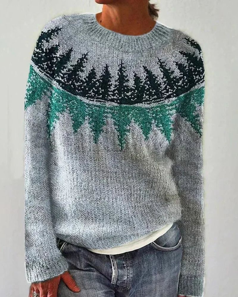Gabriella | Women's Sweater with Tree Pattern and Crewneck