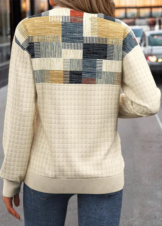 Linora | Patchwork Sweater with Buttons