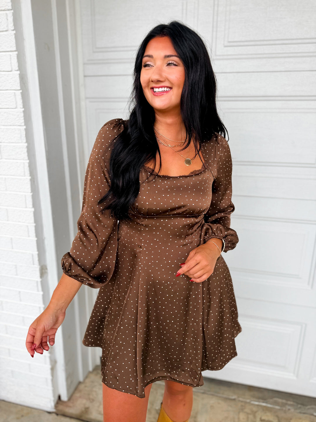 Emery | Women's Dress with Puff Sleeves and Dots