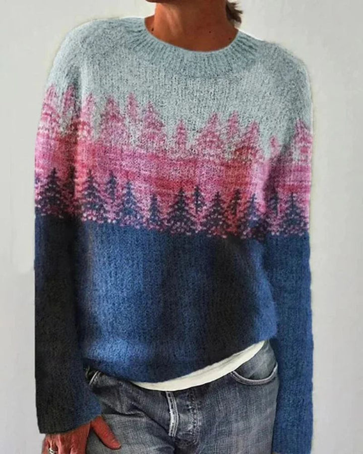 Gabriella | Women's Sweater with Tree Pattern and Crewneck