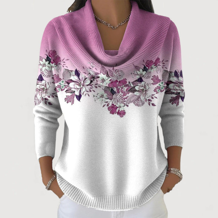 ALORA – Sweater with Floral Pattern and Turtleneck