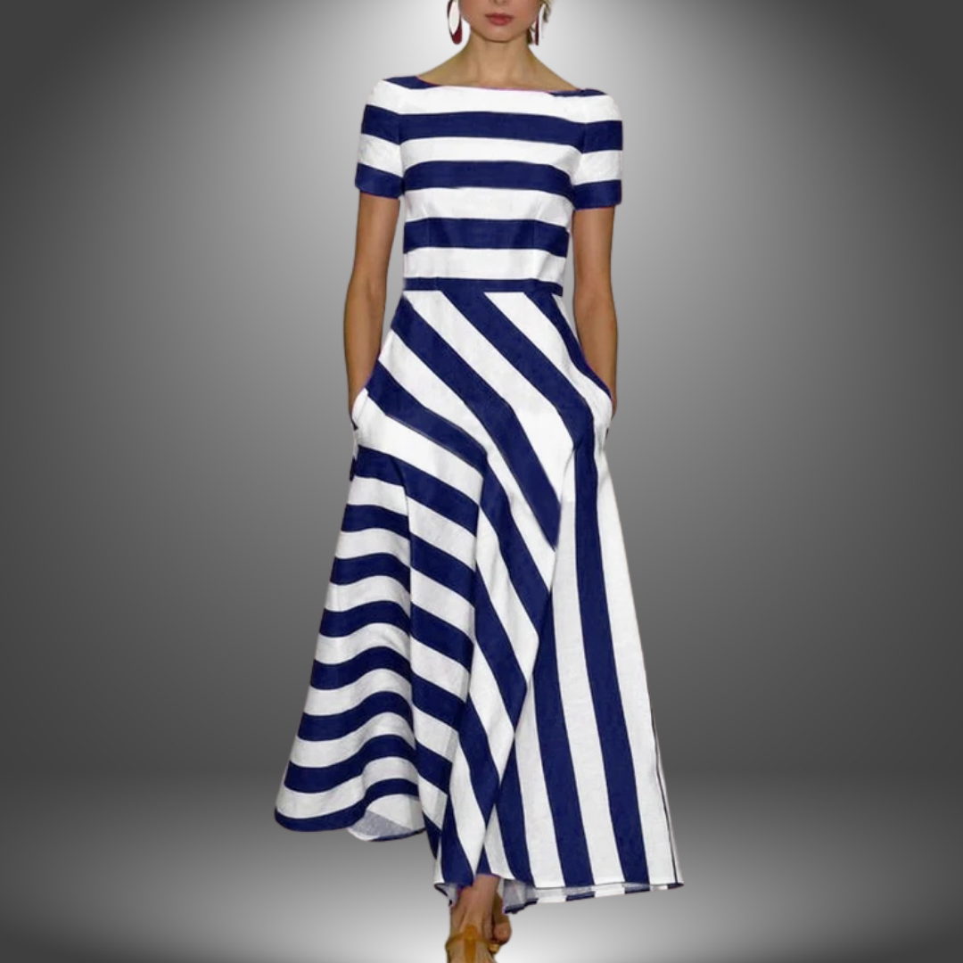 Graceful Handcrafted Striped Sumptuously Lightweight Flowy Silhouette Maxi Dress