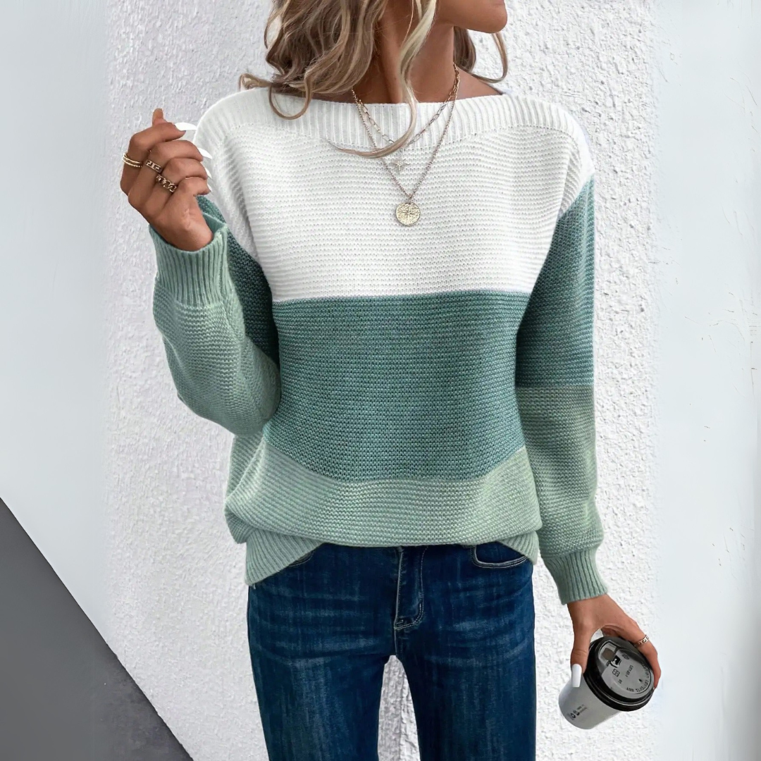 Clara - Stylish Three-Color Patchwork Sweater