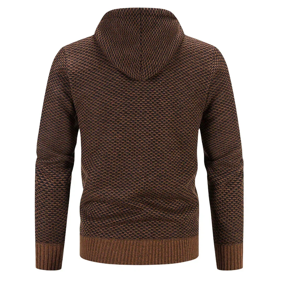 Men's Casual Zip-Up Knit Cardigan Hoodie