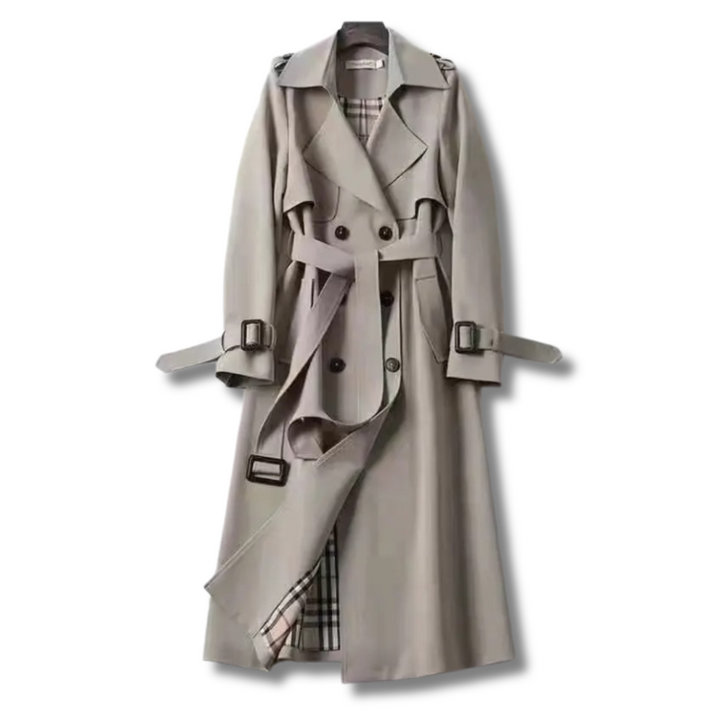 Women's Double-Breasted Outerwear with Belt and Classic Lapels