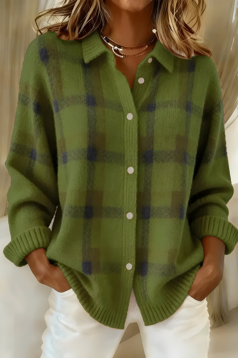 Anna - Soft Knitted Check Cardigan