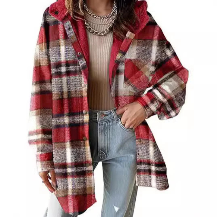 Tallulah - Relaxed Fit Hoodie in Plaid Pattern