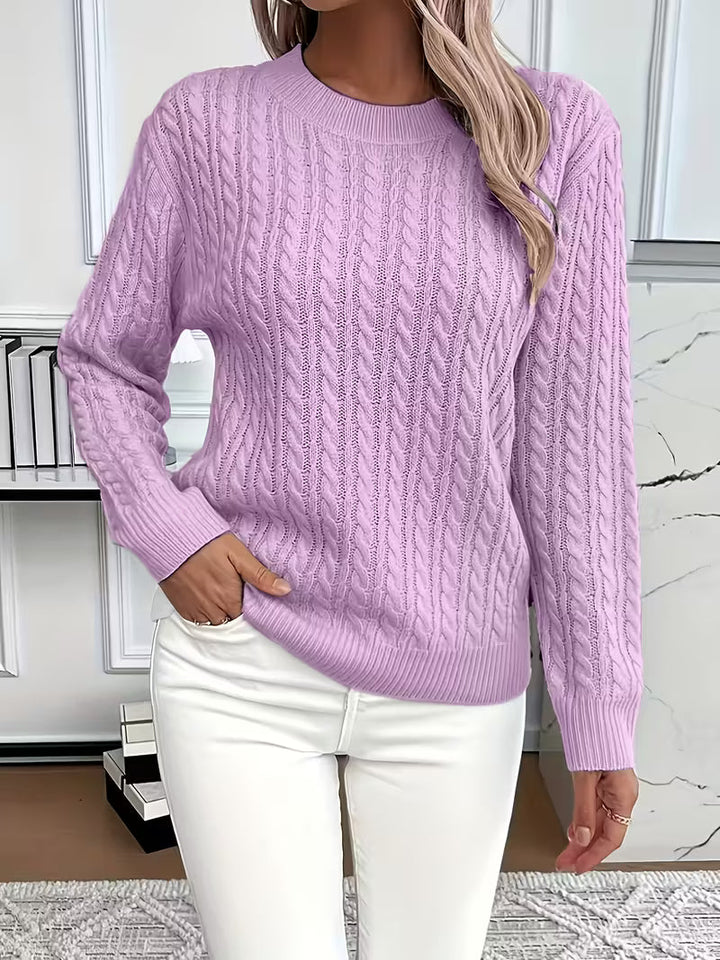 ADRIANA – CABLE KNIT COZY LONG-SLEEVED SWEATER