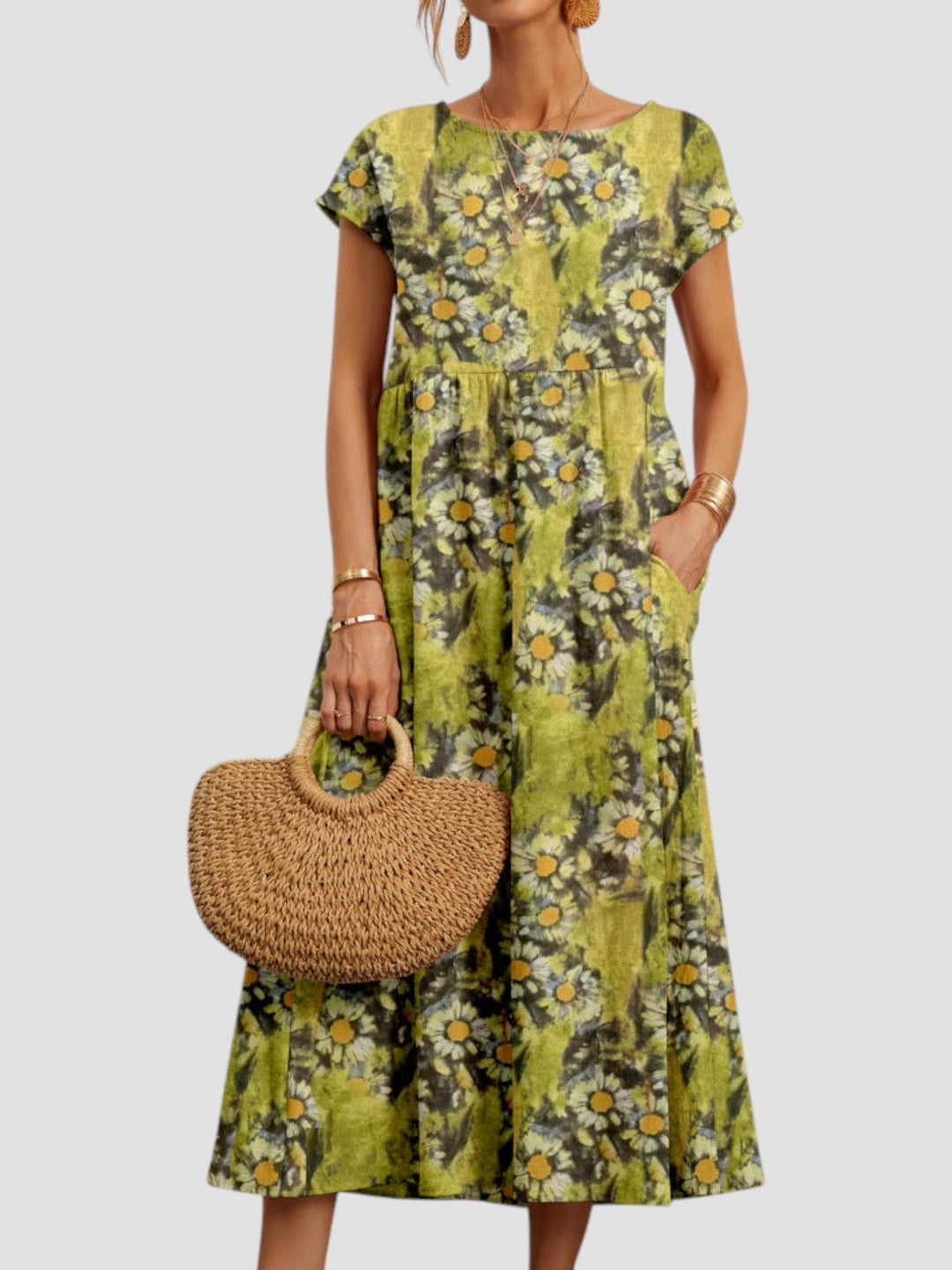 Women’s Vintage Print Chiffon Maxi Dress – Feminine Flow Garden Party Elegant Dress