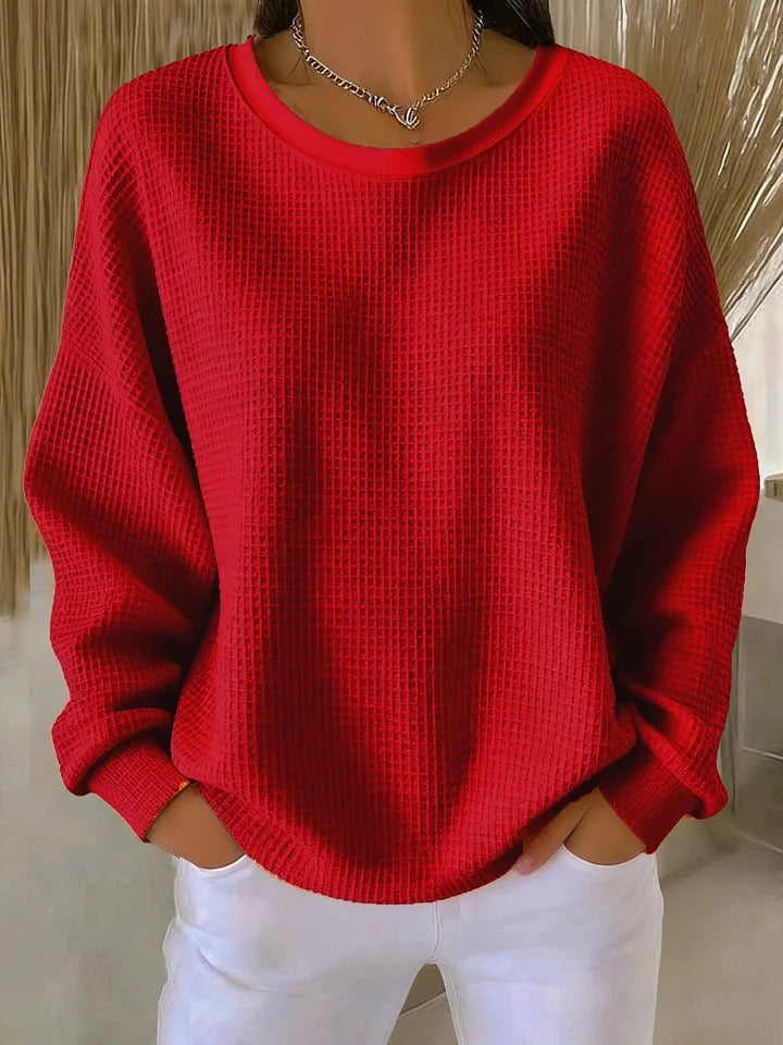 Sienna | Women's Textured Sweater with Crewneck and Cuff