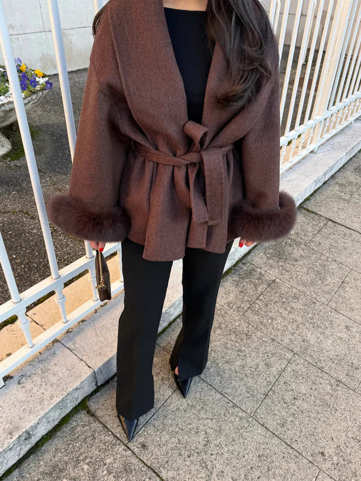 Ladies Winter Coat with Faux Fur Collar