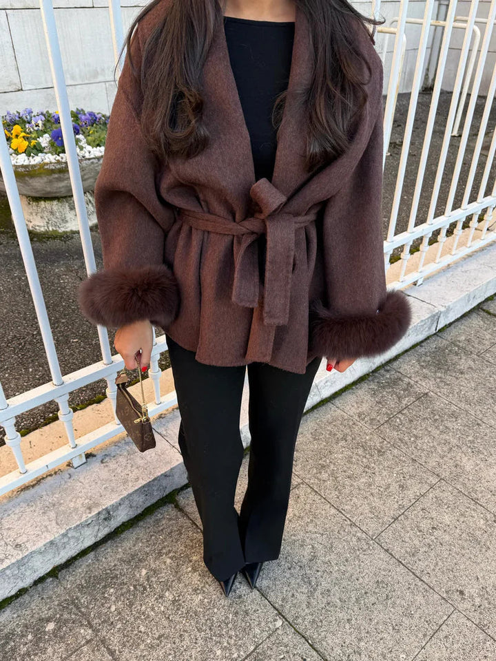 Ladies Winter Coat with Faux Fur Collar