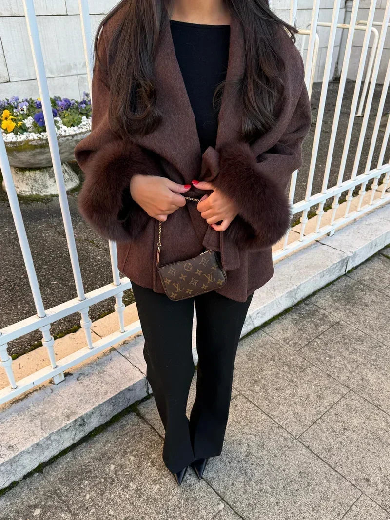 Ladies Winter Coat with Faux Fur Collar
