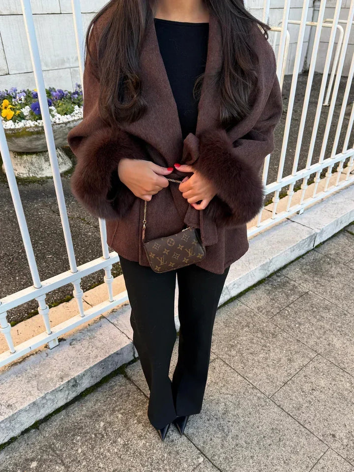 Ladies Winter Coat with Faux Fur Collar
